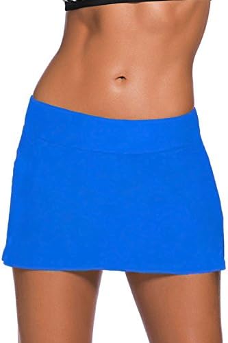 Fuyang Women's Solid Elastic Swim Shorts, Skirted Bikini Bottoms Shorts with Brief Swimsuit Boardshorts