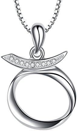 Sterling Silver Taurus Zodiac Sign Astrology Horoscope with Cubic Zirconia Pendant Necklace for Women and Girls, 46cm Box Chain - sy130n1