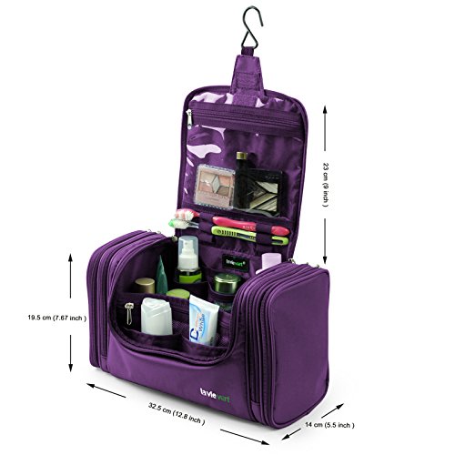 Lavievert wasserdicht und tragbare Nylon-Faser Kulturbeutel / Kulturtasche mit der Kupplung für Reise und Pflegen（ 32*14*19 cm ) - 5