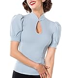 Rockabilly Belsira Jersey-Bluse Girl-Shirt hellblau M