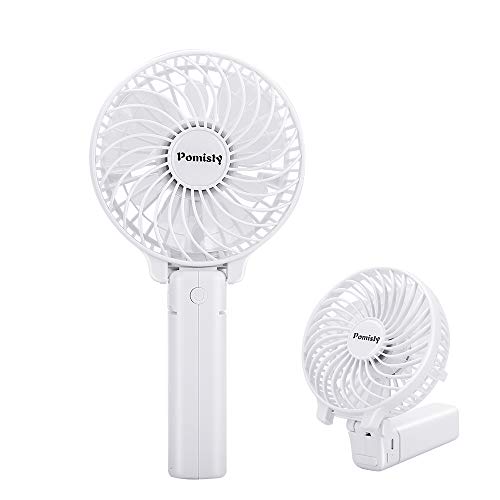 Ventilateur à Main, Mini Ventilateur Silencieux Suspension, USB Rechargeable avec 3 Vitesses, Fan Pliable et Portable pour Maison, Bureau et Voyage (Blanc)