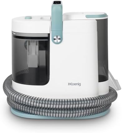 H.Koenig TWT99 Pulitore ad acqua calda e a vapore per tessuti, 1700 W, doppio serbatoio da 1600 ml e 1250 ml, smacchiatore, divano, tappeti, auto, moquette, imbottitura, accessorio per vetri, compatto
