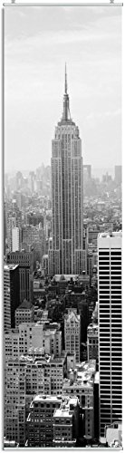 Schiebegardine "New York" schwarz-weiß Digitaldruck mit Paneelwagen, Klemmleiste, Schiebevorhang mit Flauschband (oben angenäht) 245 x 60 cm