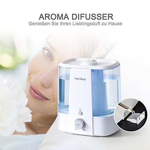 XXL Ultraschall Luftbefeuchter marsboy 6 Liter LED Raumbefeuchter Aromafach kalt/warm Nebel Zerstäuber einfache Bedienung und Reinigung Luft sehr leise Diffusor - 7