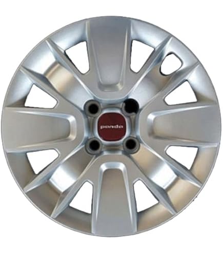 Kit De 4 Enjoliveurs Adaptables Fiat Panda 2007 Logo Rouge - 13 Pouces - Qualité Premium Non Origine