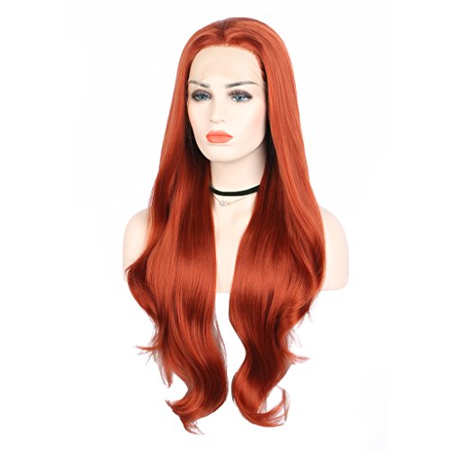 Arimika Wig, parrucca sintetica da 66 cm, capelli lunghi e mossi, con fascia in pizzo trasparente, adatta per cute chiara, resistente al calore