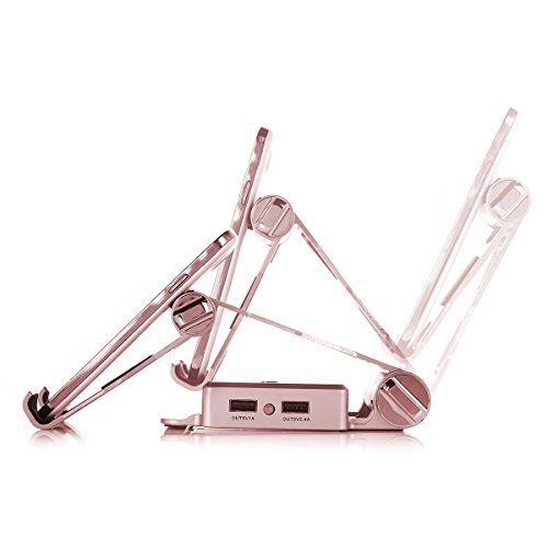ULTRICS® Einstellbare Aluminium Handy Stand mit 10000mAh Dual USB Powerbank, 270 Grad Drehen Multi Betrachtungswinkel Handy-Standplatz, Desktop-Lade-Dock für iPhone iPad Samsung Galaxy Sony Xperia HTC LG iPod Nokia Tablet für Home Office Küche - 2