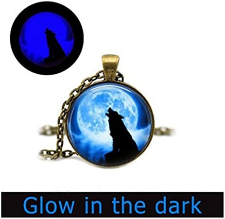 Howling Wolf Moon Glowing Pendant Wolf Glowing Necklace Wolf Jewelry Moon Necklace Moon Pendant Moon Jewelry Glow in the Dark