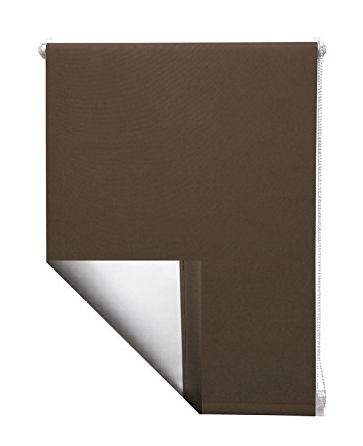 Dekondo – Thermo Verdunkelungsrollo Seitenzug Rollo Klemmrollo BRAUN ohne Bohren verschiedene Größen (60x150cm) - 2