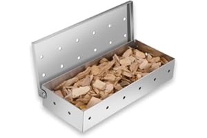 IUSOT BBQ Smoker Box, Stainless Steel Smoking Box for Gas, Electric and Charcoal Grills, Premium BBQ Accessories for Adding Smoky Flavor to Meat or Fish, Perfect for Outdoor Cooking with Wood Chips