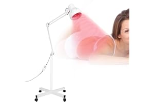 COCOARM Luz infrarroja para terapia de calefacción,Lampara Infrarrojos Fisioterapia 275 W, Lámpara de luz roja con soporte, temperatura ajustable, para dolores musculares, circulación y articulación