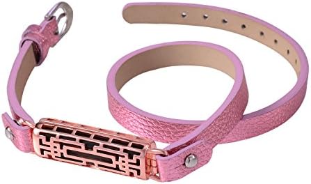 Watch Bracelet and , Electric Accessory Activity Tracker Accessory Adjustable Replacement Leather Watch Band Bracelet Strap with Clip Holder for Fitbit Flex 2 (Pink &amp; Gold, Double Band)