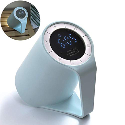 SHENGCHU Despertador Digital Creativo Hora Mensaje Copa USB Cargando Luz Nocturna con Linterna Pantalla LED Portátil Compacta HD 120 * 80 * 100 Mm (L * W * H),Azul