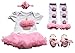 EFE Baby Girls 4PCs Outfits Sets Clothing Romper Tutu Dress Headband Shoes Leggings Pink Cake 3-6 Months