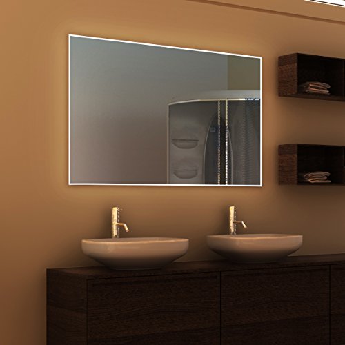 Siena - LED Badspiegel mit Beleuchtung + Kippschalter - (B) 100 cm x (H) 80 cm