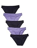 Refuerzo de algodón IRIS & LILLY Braguita Estilo Bikini de Algodón para Mujer, Pack de 5, Multicolor (Navy Sky/veronica), Medium