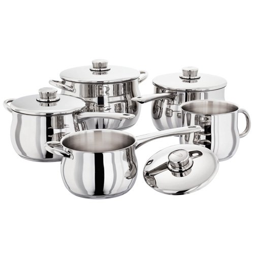 Stellar Deep Saucepan Set, Silver, 5-Piece