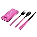 Produktbild Gearmax® 1 Satz Kunststoff Tragbar Outdoor Reisen Picknick Stäbchen Löffel Gabel Geschirr (Rosa)