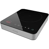 Cecotec Portable Induction Hob 1 Fire Full Magma Single. 2000W, Glazed Glass Design, 10 Power Levels, Touch Control, Adjustab