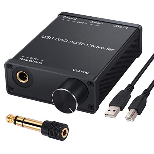 Proster USB DAC Audio Konverter USB Audio Soundkarte USB zu Koaxial SPDIF Konverter Digital zu Analog Signal mit Kopfhörerverstärker Kompatibel mit Windows XP und Mac OS-X PS4 PS3 Xbox 360 Xbox