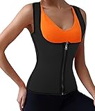 DODOING Damen Sport Vest Hot Neopren Sweat Weste Abnehmen Shirt Taille Trainer Training Korsage Corset Shapewear Korsett Bustier Waist Cincher Unterbrust Korsagen Mit Zipper