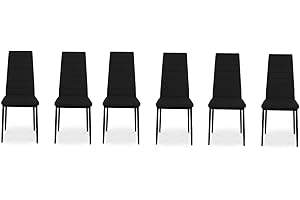 IZTOSS Sedie da sala da pranzo da 6 pezzi - Set di 6 Sedie Cucina Moderno con Gambe in Metallo,Cuscino Integrato (A-Nero-6 pezzi)