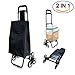 Produktbild Einkaufswagen | Faltbarer Einkaufstrolley mit Räder Dreirad | Einkaufswagen Treppensteiger mit Größerer Speicherplatz | Schwarze Farbe