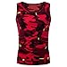 Produktbild Tank Top für Sport Gym Fitness Bodybuilding Muscle Shirt Trainingshirt Rundhals Fitness Print Vest Unterhemden Ärmellos Weste Camouflage Military Outdoor Athletic LUCKYCAT-Herren (Rot, Medium)