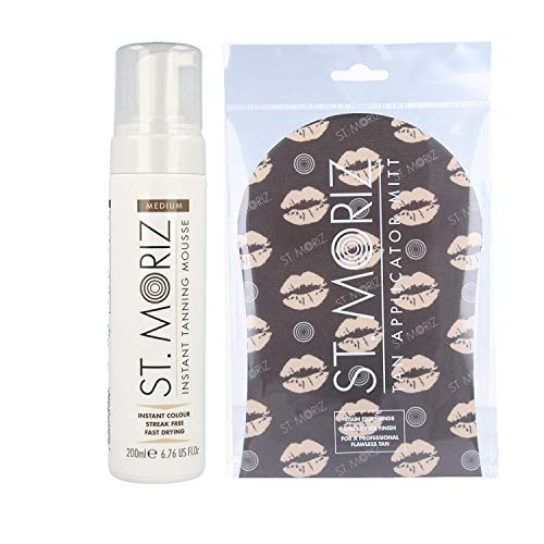 St Moriz Instant Autoabronzante Mousse medium con St Moriz concia mitt, 200ml
