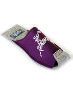 PantoffelDIVA, Filzpantoffel, Glamour Hirsch, one size, aubergine