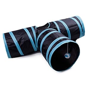 Naisidier Túnel Extensible Plegable para Gato, 3 vías, para Jugar a los Gatos, Laberinto, casa de Gato con pompón y Campanas para Suministros para Gatos y Cachorros