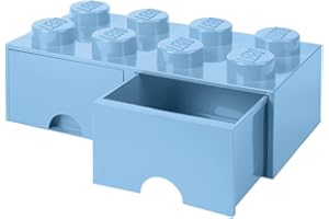 ROOM COPENHAGEN Cassettiera Mattoncino Lego 8 Bottoni, 2 Cassetti, Cassa Portaoggetti Impilabile, 9.4 L