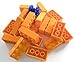 Produktbild 20 Stück LEGO "Stein 2x4 Noppen" in Orange. Dazu eine Kabelrolle in Blau.
