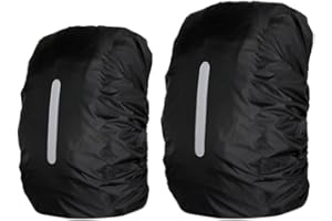 TQPUWT Funda Impermeable para la Lluvia para Mochila, 2 pieza Reflectante Funda Mochila Impermeable, Cubre Mochila Impermeable al Aire Libre, Protector Lluvia Mochila con Banda Reflectante