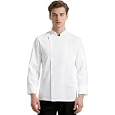 DiULi Men's Chef Jackets, Women's Chef Jacket, Short Sleeve Chef Shirt, Uniform Shirt with Buttons, Unisex Work Waiter Coat f