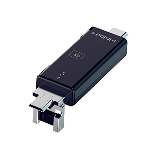 HXINH 3-in-1 Kartenleser OTG Adapter mit Type-C, USB 2.0, Micro USB DFP, UFP Unterstützen TF SD Karte, Schwarz - 3