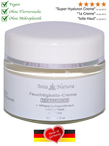 Hyaluron-Feuchtigkeits-Creme mit Aloe Vera ✔ Anti-Falten-Creme mit Hyaluronsäure für Gesicht, Hals & Dekolleté ✔ 50 ml Anti-Aging Feuchtigkeitspflege für Ihre Haut ✔ Naturkosmetik made in Germany - 2