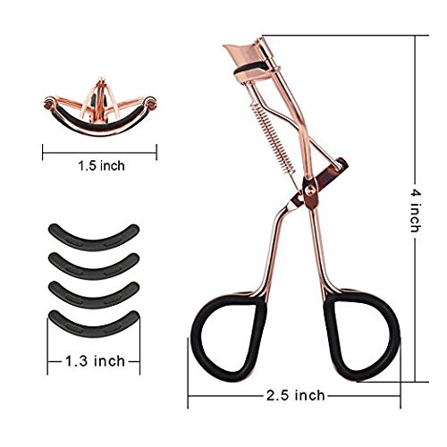 AMTOK Schmerzfreie Wimpernzange aus Edelstahl Lash Lockenwickler Professionelles Make-up-Tool mit 4 Ersatz-Pads aus Silikon - 3