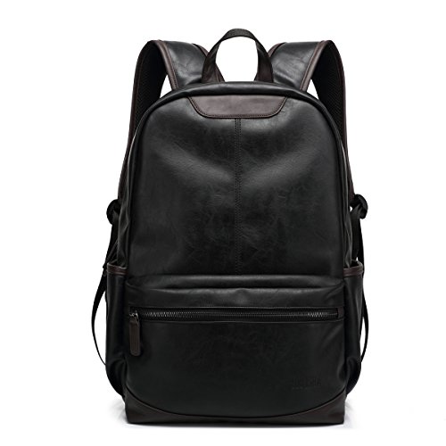 BAOSHA BP-19 TOP PU Leder 15.6 Zoll Laptop Rucksack Demen Herren Schultertasche College Student School Schülerrucksack Daypack Schwarz - 2