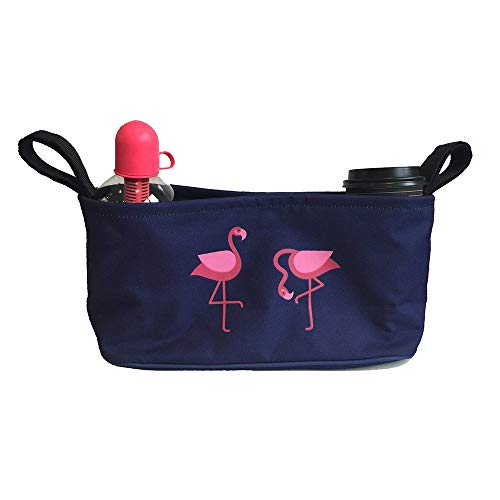 BundleBean - Buggy-Organizer - Wickeltasche - passend für die Griffe von Kinderwagen/Buggy/Sportwagen oder Rollstuhl - Flamingos