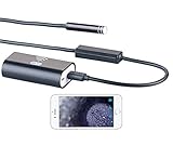 WiFi-Adapter für kabellose WLAN-Verbindung zu Smartphone und Tablet-PC • Scharfe Bilder ab ca. 4 cm Entfernung, Bild-Winkel: 70° • Magnet, Haken und Spiegel helfen beim Bergen von Schlüsseln, Ringen u.v.m. • Maße Kamerakopf (Ø): 8 mm, Gewicht: 285 g