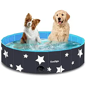 Yeuligo Dog Pool, Foldable Bathing Tub Kiddie Pool, Portable and Stable Swimming Pool for Dogs Cats Pets, Suitable for Summer Outdoor Garden Patio Bathroom (L: 40in ? 12in)