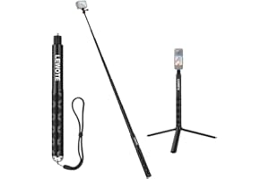 LEWOTE Wysuwany kij do selfie kompatybilny z Insta360 One X2 X3 XR/RS/GO 2 GO 3, seria Gopro, akcesoria monopod DJI Action Series [z odłączanym statywem] (120 cm)