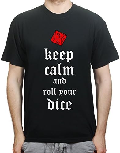 CeePeeTee Mens Keep Calm and Roll The Dice Gaming T-shirt M Black