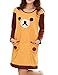 VENTELAN Women's Cartoon Bear Printed Dresses Long Sleeve Loose Waist Pyjamas