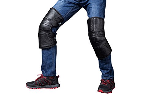 Mecoco Unisex Black Leather Warm Knee Pad Leg Warmer Protector Motorcycle Knee Protector Protective Half Chaps Leggings Covers Adjustable Strap Windproof for Winter Wind Snow Bike Motorcycle Rider