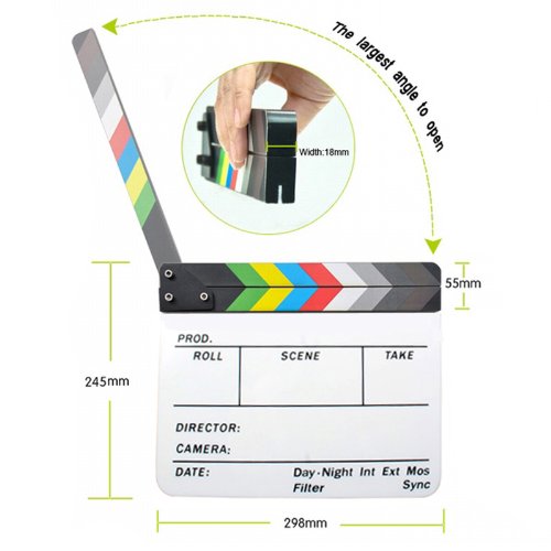 Andoer 9,6 * 11,7 “ Acryl Clapboard Schindel Dry Erase Director Film-Film Clapper Board Slate mit Farbe Sticks - 4