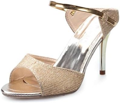 WSK Women's heel shoes High-heeled sandals Fish mouth shoes Slippers Fashion sandals Feet Slim with non-slip shoes, gold, 37