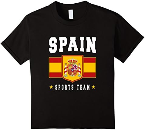 Kids SPAIN T-shirt Espana Tee Shirt Spanish Flag Soccer Football 8 Black