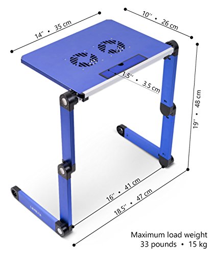 Lavolta Notebook Laptop Ständer Tisch Kühler – 2 Lüfter – Aluminium – Ausklappbare Ebenen – Blau - 6